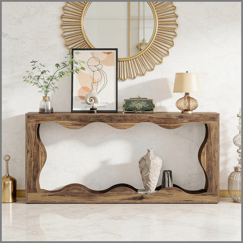 Table d'entrée de style moderne, console industrielle, table basse, Rustic Brown, Rustic Brown, Rustic Brown