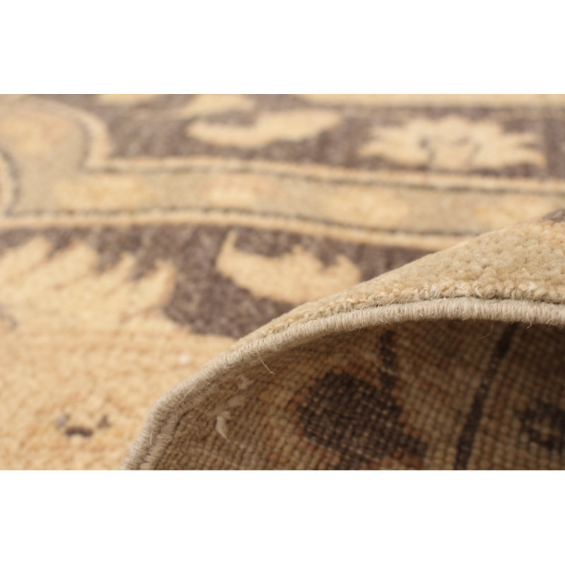 Tapis en laine beige/brun 9 pi 10 po x 12 pi 4 po one-of-kind à la main-noué la 2010 ushak Styrman