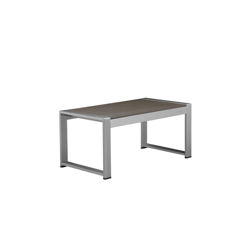 Aynura Rectangular Metal Outdoor Coffee Table , 35'' in. W 19'' in. D, Taupe