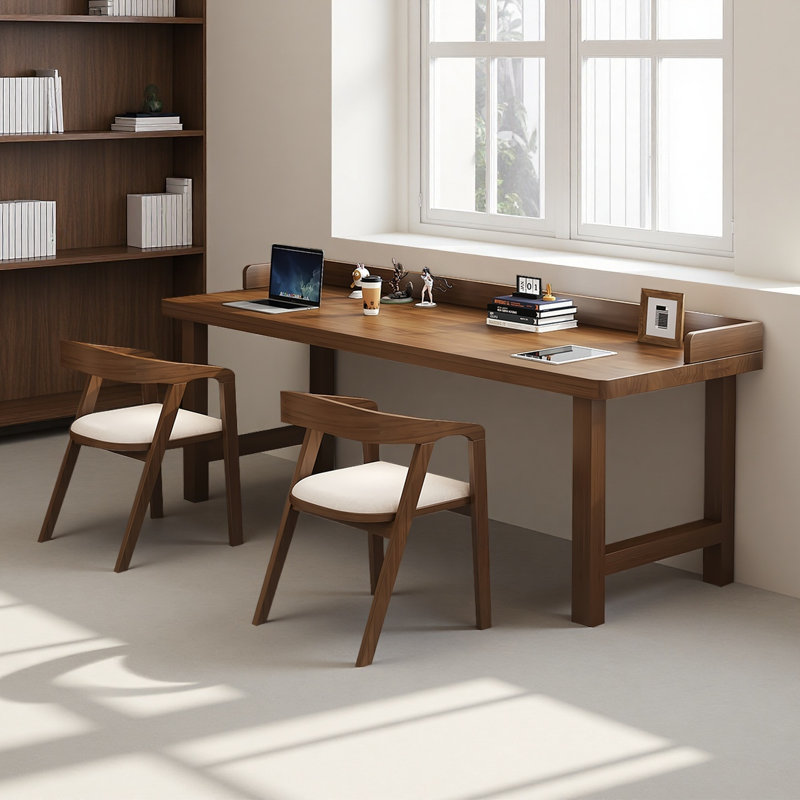 Bureau simple en bois de pin massif brun, H 29,5 po x l 55,1 po x P 27,56 po