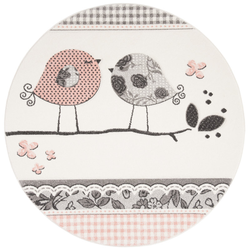 Tapis rose / ivoire Burgan, Rond 6 pi 7 po