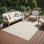 Tapis intérieur / extérieur ivoire / beige à motif de treillis moderne Tavraj