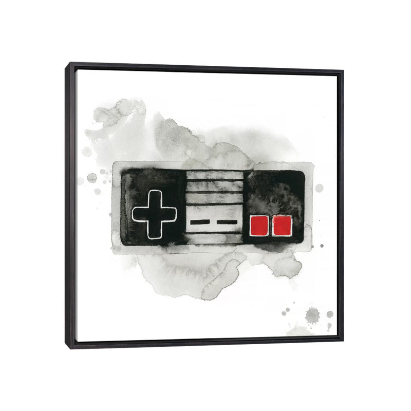 « Gamer I » par Grace Popp-impression d’art graphique, H 37 po x l 37 po x P 1,5 po, Toile avec cadre noir patiné
