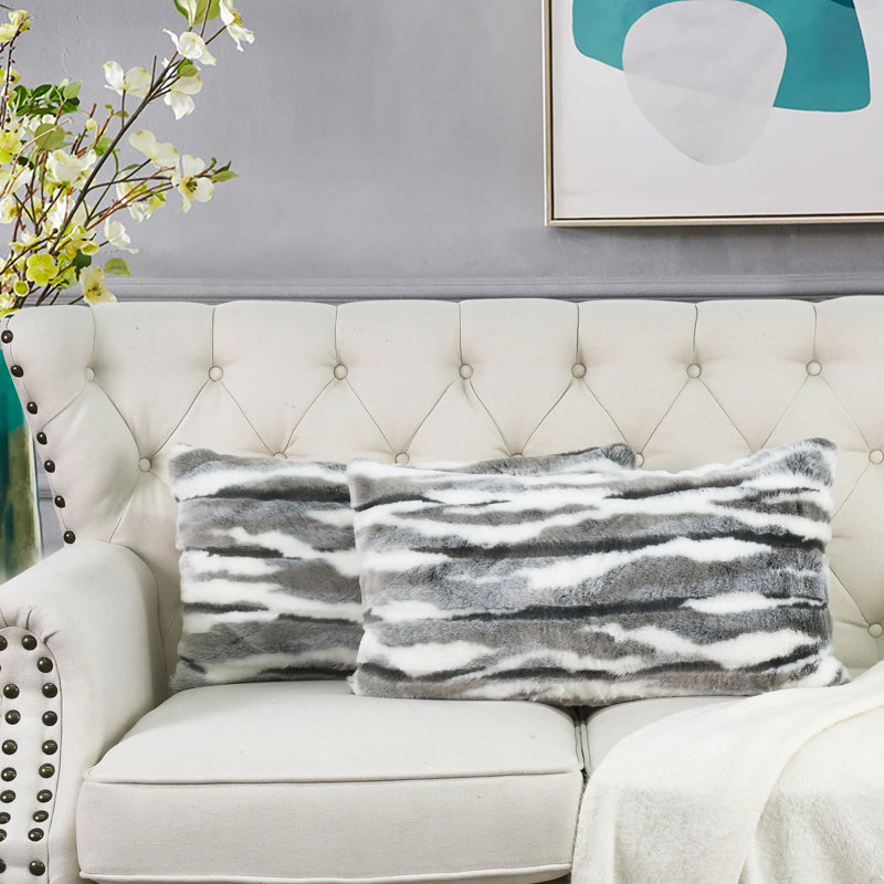 Abstract Backrest Pillow Cover, Grey