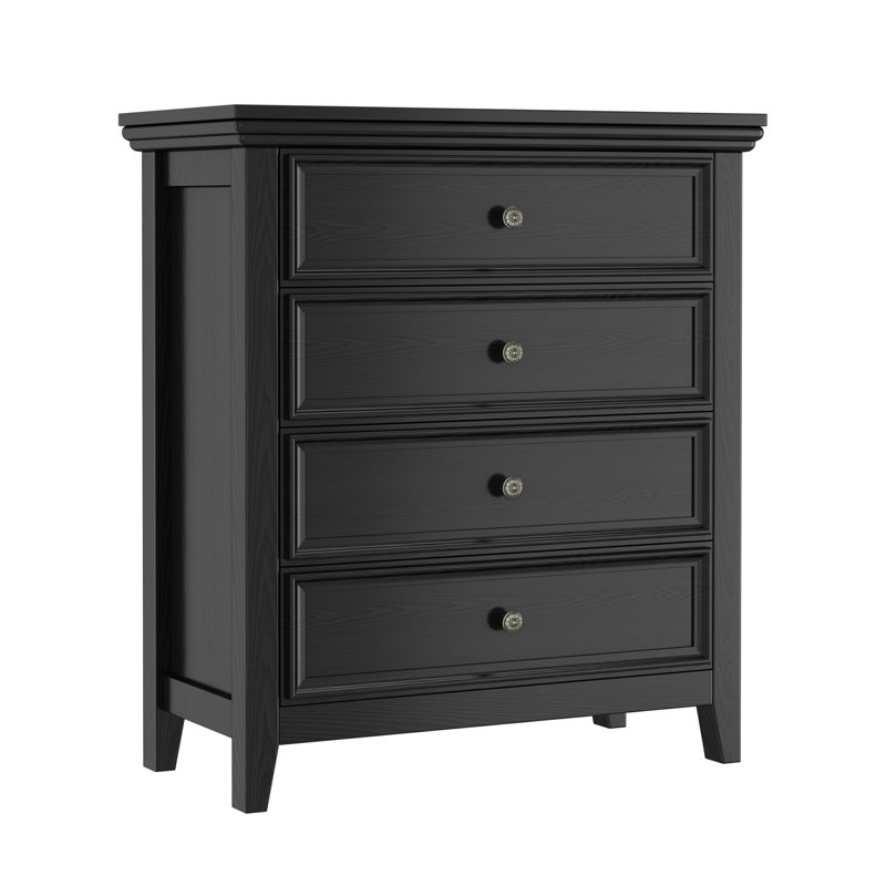 Tall Farmhouse Dresser with 4 Drawers – Versatile Storage for Bedroom & Entryway, Black