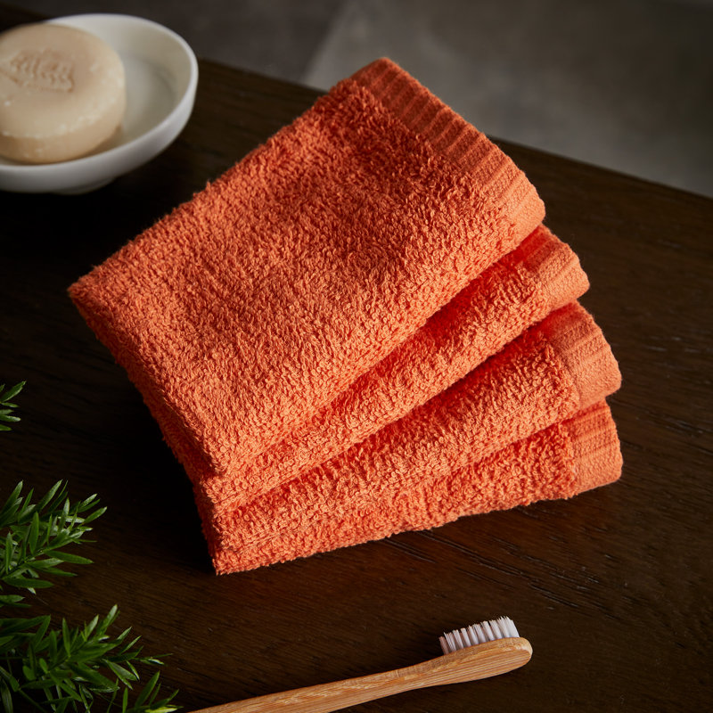 Quick Dry Cotton Face Cloth 4 Pack, Orange