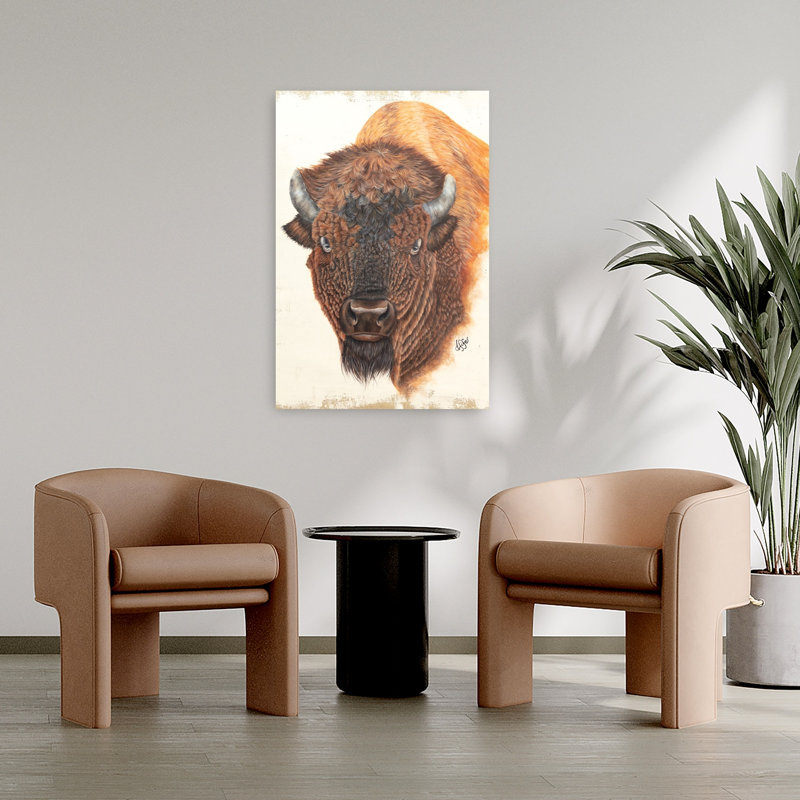 Wildly Free Contemporary Buffalo Wildlife Art, H 36 po x l 24 po