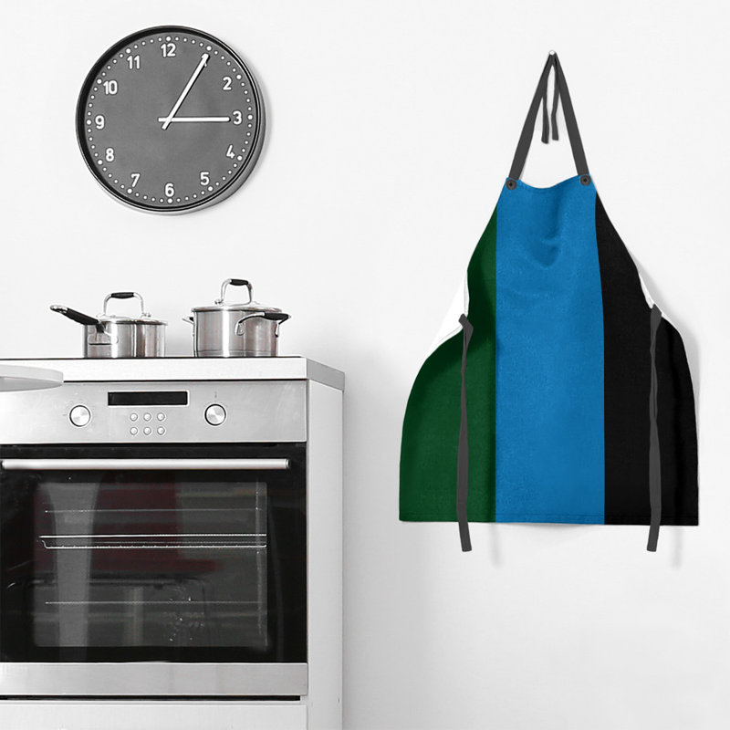 No Pattern Bib Apron, Green/Blue/Black