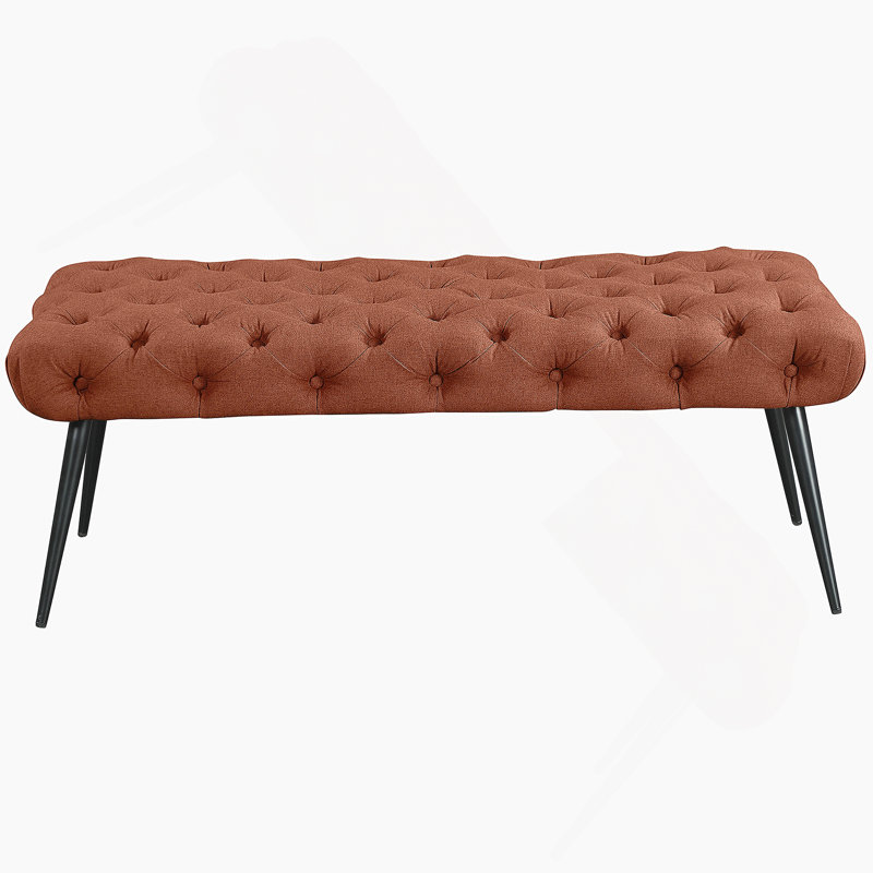Galiano Rust Upholstered Tufted Bench, Rust