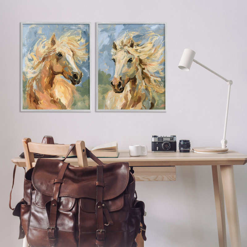  «Manes Horses Windblown», ensemble de 2 giclées par Victoria Barnes, H 30 po x l 24 po, Estampe numérique Farmhouse