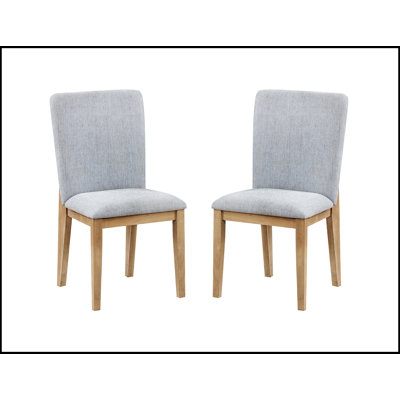 Ensemble de 2 chaises de salle à manger Caspian en lin gris et chêne 19 pouces, alliant confort et élégance pour une salle à manger moderne