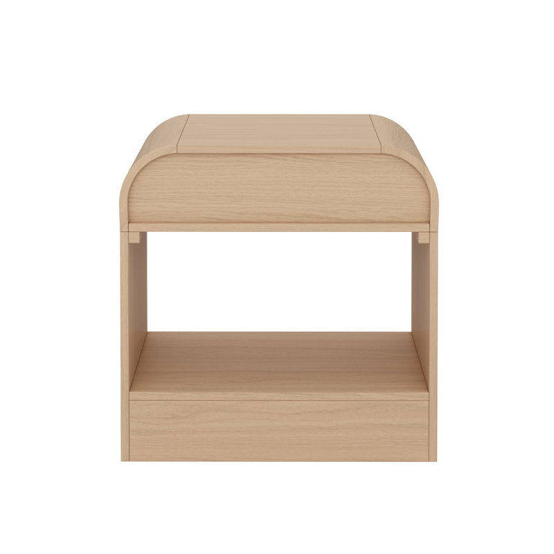 Table de chevet arquée avec tiroir en chêne clair, Chêne clair