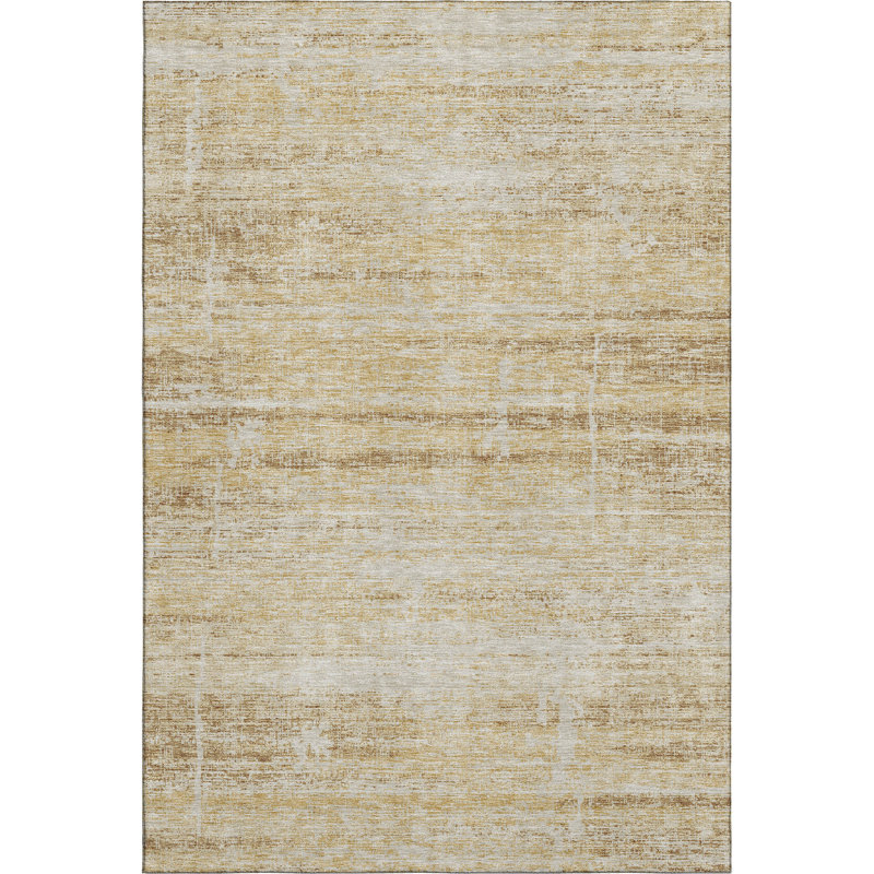 Premium Machine Washable Gerardo Gold Rug, Rectangle 2'6" x 3'10"