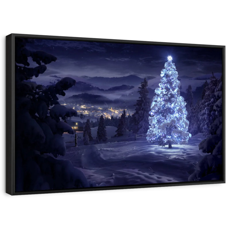 Snowy Christmas Tree Canvas Print, 9" H x 13" W