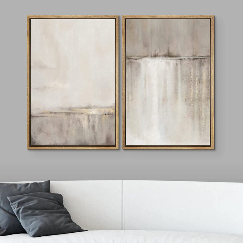 "Grunge Duotone Tan", paysage minimaliste, art mural encadré sur toile, 2 pièces, H 36 po x l 24 po, Naturel