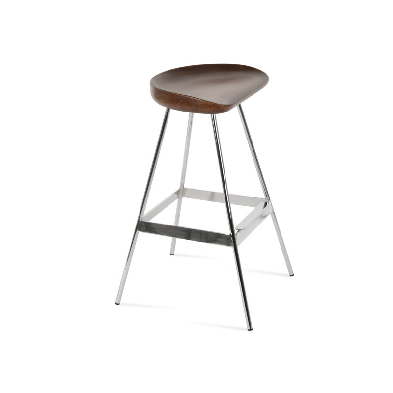 Tabouret Cattelan Balat, Noyer / Chrome, Petit tabouret (siège d'une hauteur de 22 po)