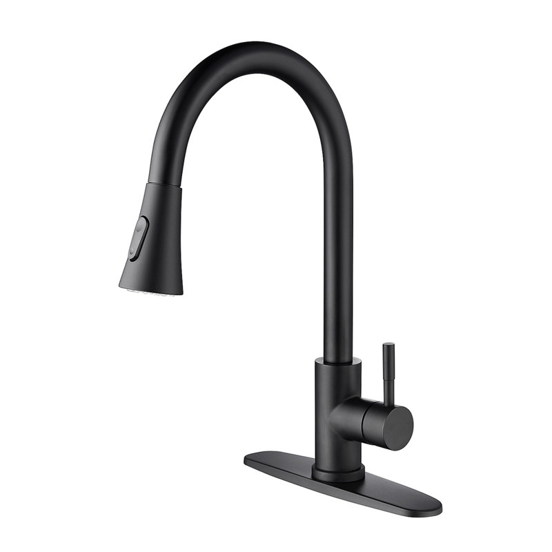 Robinet de cuisine avec douchette extractible, Noir mat