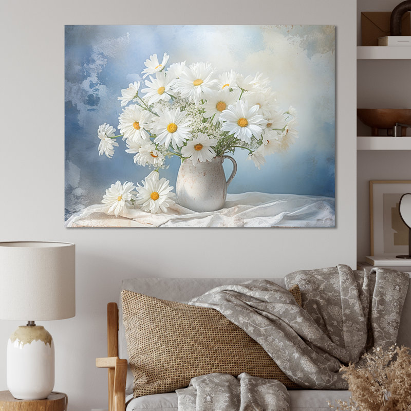 «White Daisy Efflorescence Bouquet Serenity III», reproduction sur toile, Toile tendue, 12" H x 20" W