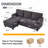 3-Seater Linen Sofa with Storage Armrest & Storage Ottoman - Gray-1263141365
