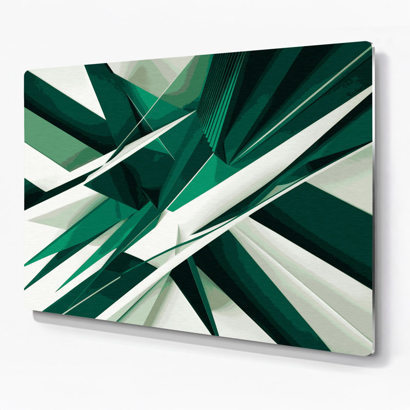 «Geometric Abstraction 33», art mural en métal vert, H 11 po x l 14 po