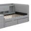 Lit de jour simple tapissier avec tiroirs, tablettes, armoires rabattables et table d'appoint-121614059