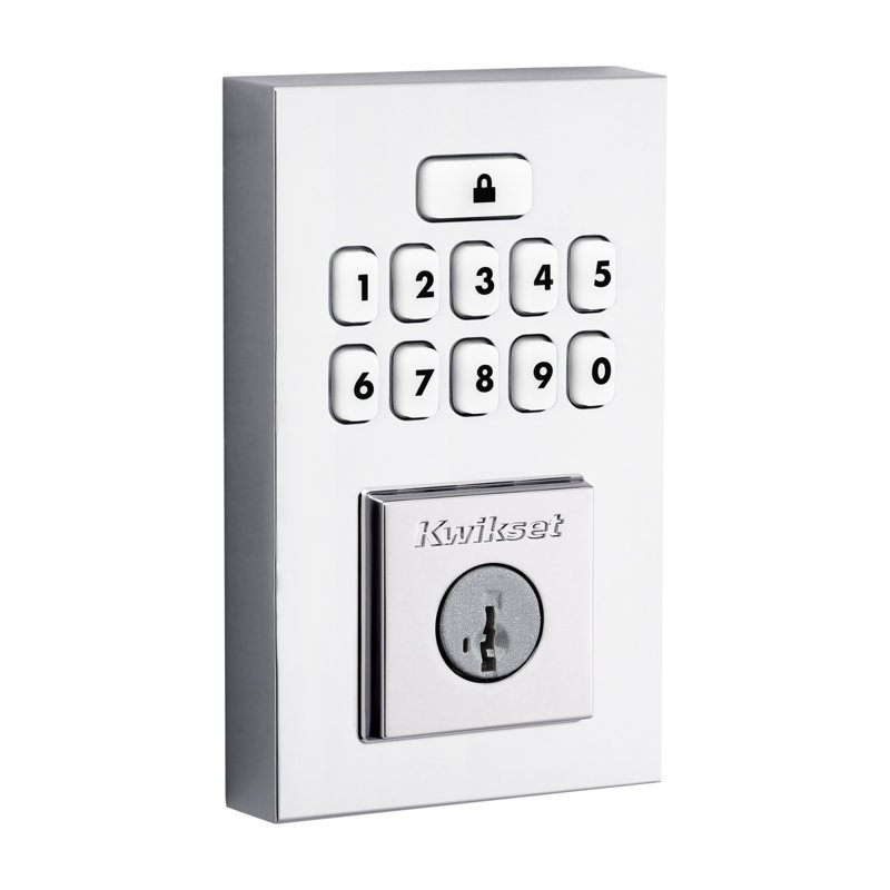 Polished Chrome Electronic Keypad Deadbolt with SmartKey