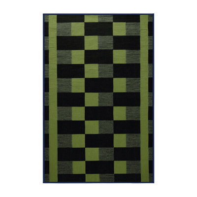 Tapis bleu à carreaux lavable à la machine