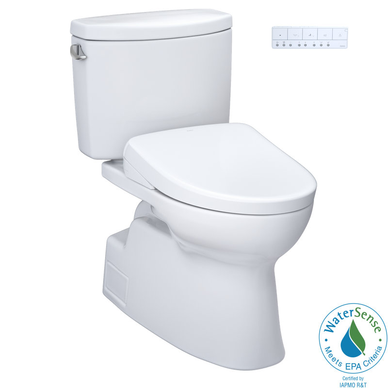 Vespin® II 1.28 GPF Elongated Floor Mounted Two-Piece Toilet (S7 Bidet Seat Included)
