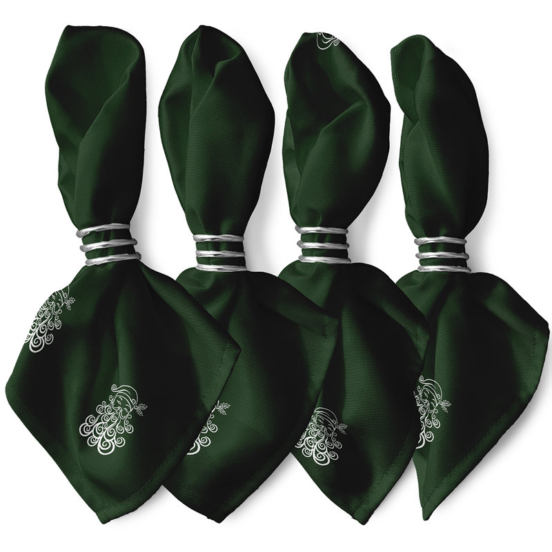 Ensemble de serviettes 4 pièces Santa Baby, L 18 po x L 18 po, Vert foncé