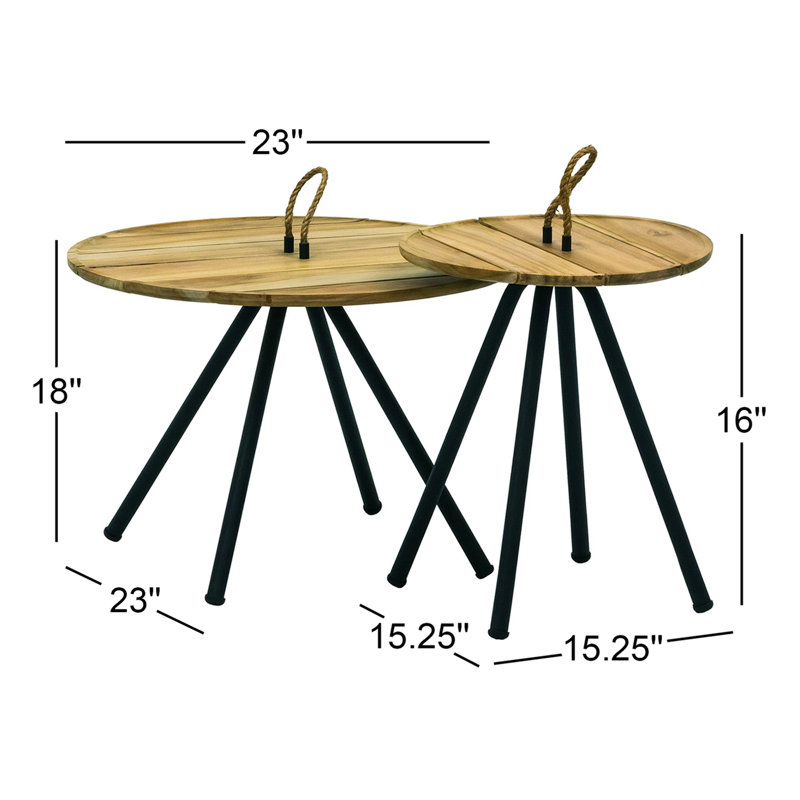 Woburn Round Teak Side Tables 23." Rd and 15" Rd