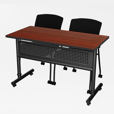 Malikka Rectangle 2 Person Flip Top Training Table and Chair Set with Modesty Panel