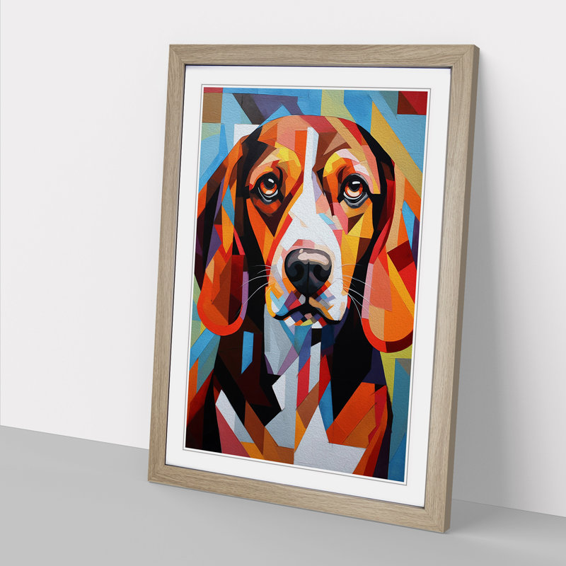 Beagle Constructivism Art - Framed Print, Oak Framed, 46cm H x 34cm W