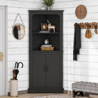 Tall Corner Cabinet With Doors For Living Room, Bathroom,Dining Room Or Kitchen,