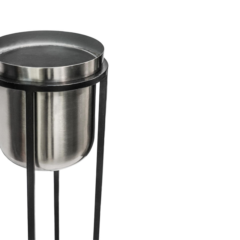 Metal Pot Planter, 78cm H x 29cm W x 29cm D, Black/Pewter