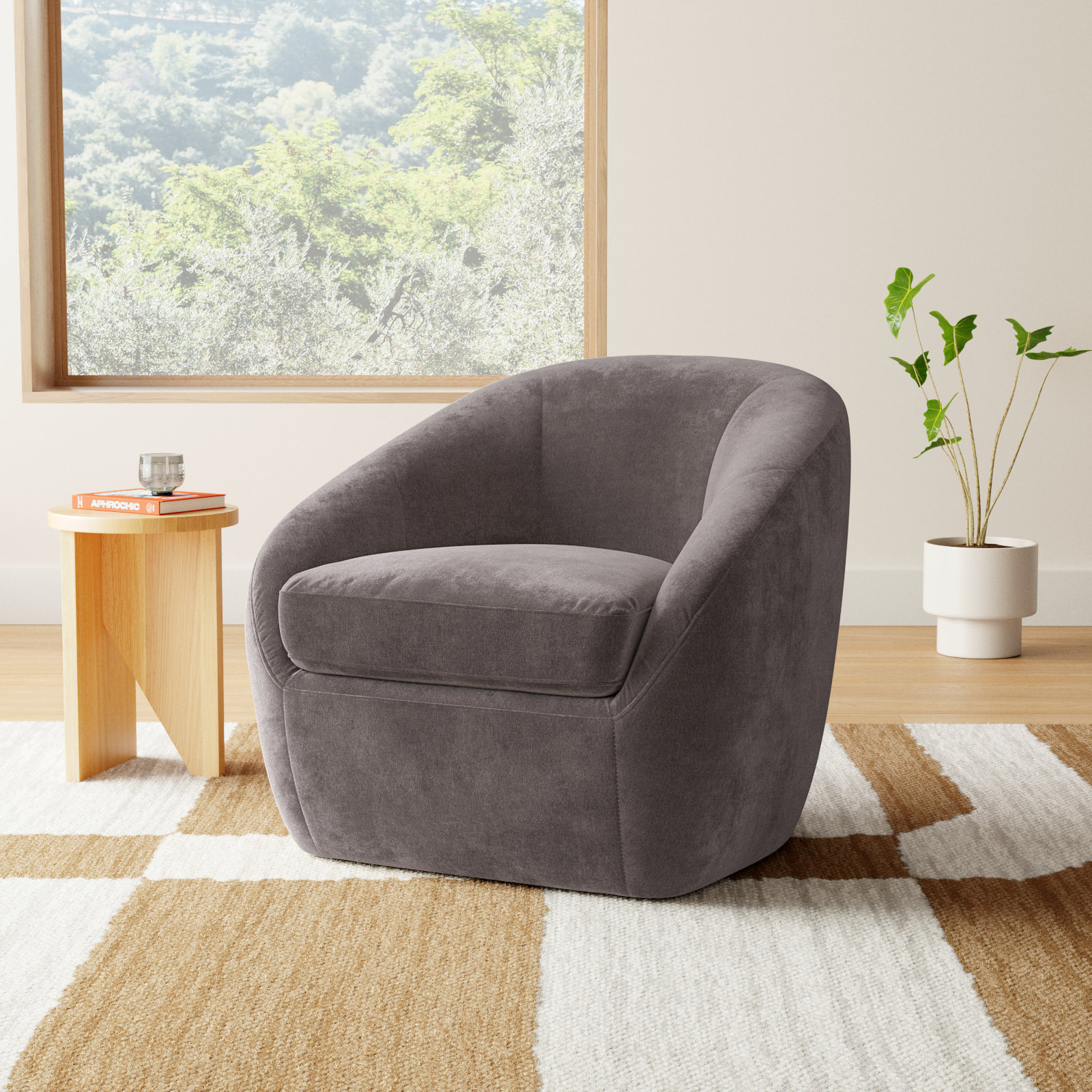 Stargazer Barrel Chair, Storm Performance Chenille