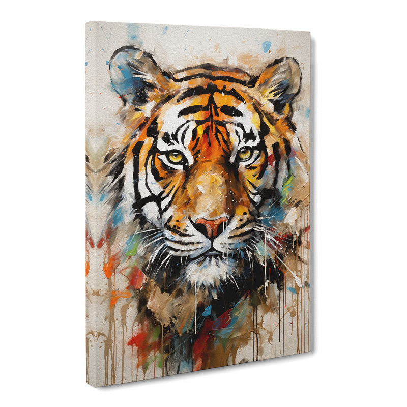 Tiger Gestural No.3 - Wrapped Canvas, 60cm H x 40cm W x 3cm D
