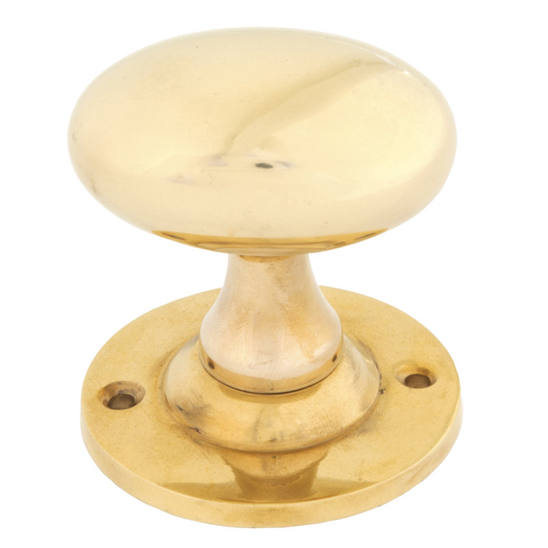 Oval Mortice/Rim Knob Set, Polished Brass
