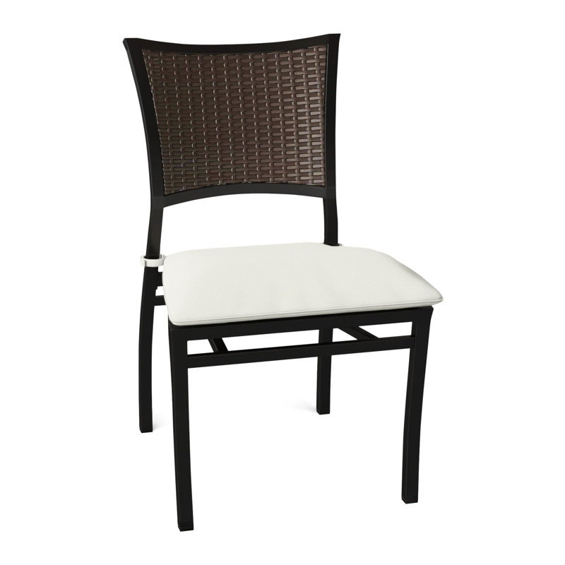 Aire Patio Dining Side Chair with Cushions, Welt, Natural White