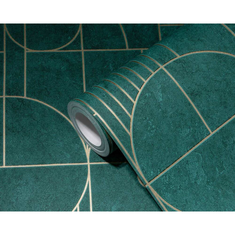 Rouleau de papier peint Concord Wall lings L 33 pi x l 21 po, Or / vert / métallique
