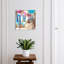 Key storage cabinet, Opens to the right, 30x30x5, Black, A Mediterranean corner with flowers and sky, 