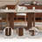 63-inch Modern Travertine-style Sintered Stone Dining Table, Glossy Stone Top With Walnut Wood-grain Base, Rectangular Dining Table For 4–6 People