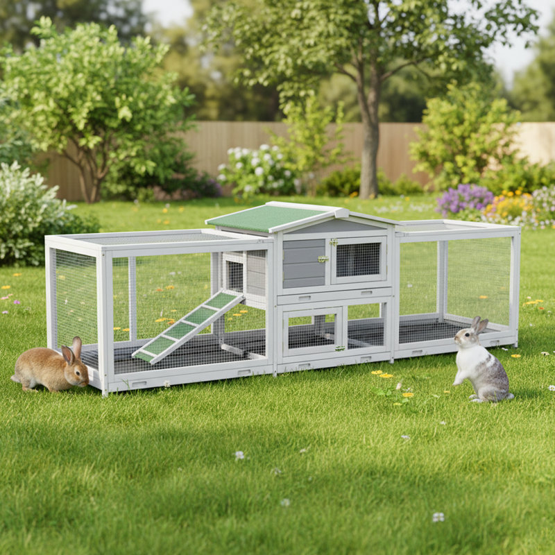94.5'' Rabbit Hutch With 8 Wheels