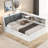 Daybed With Trundle, Storage Shelves, Upholstery Headboard And Rotatable Storage Board-751595151-751595149