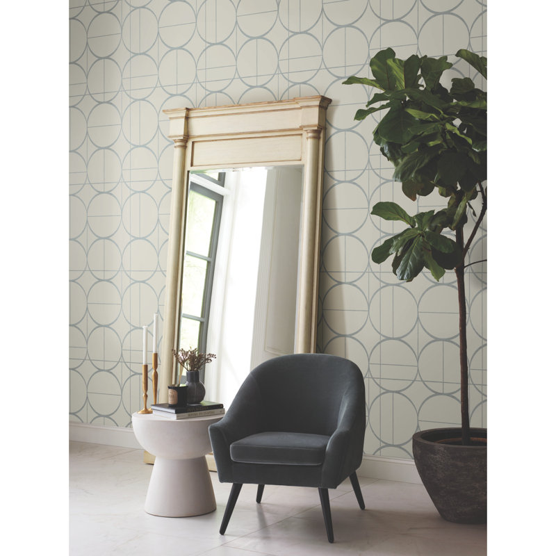 Geometric Metallic Wallpaper Roll, Gray