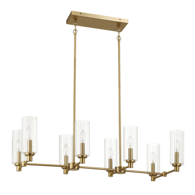 Luminaire suspendu en verre nervuré Willow Eight Lights Island
