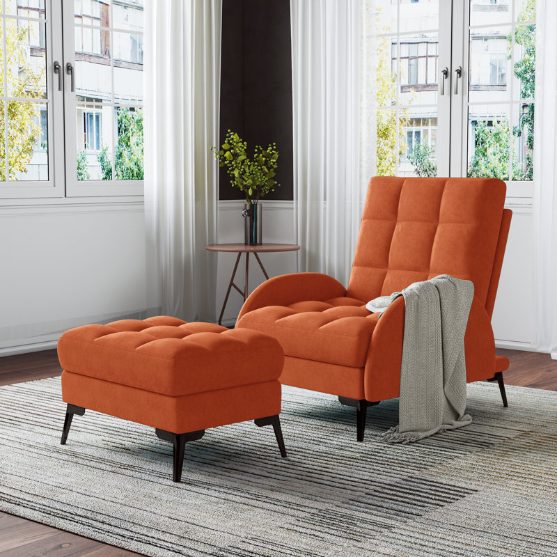 Affric 60cm Wide Velvet Wing Chair Recliner, Orange