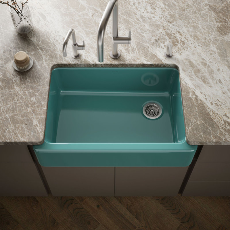 Whitehaven® 33" x 22" Self-Trimming Under-Mount Single-Bowl Kitchen Sink with Tall Apron, Almond