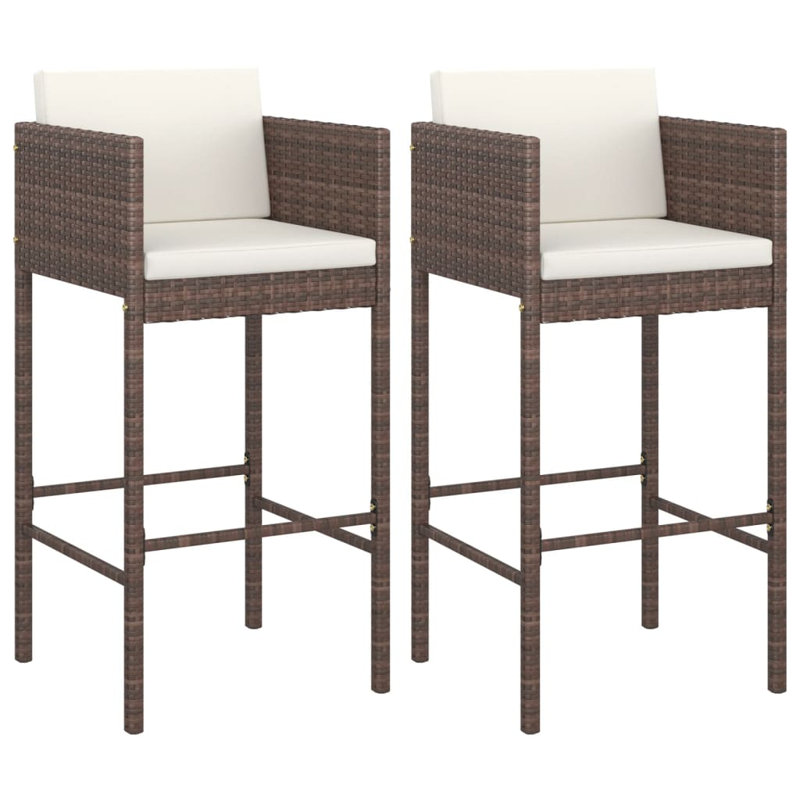 Tabouret de bar 29,9 po avec coussin, Brun, Blanc