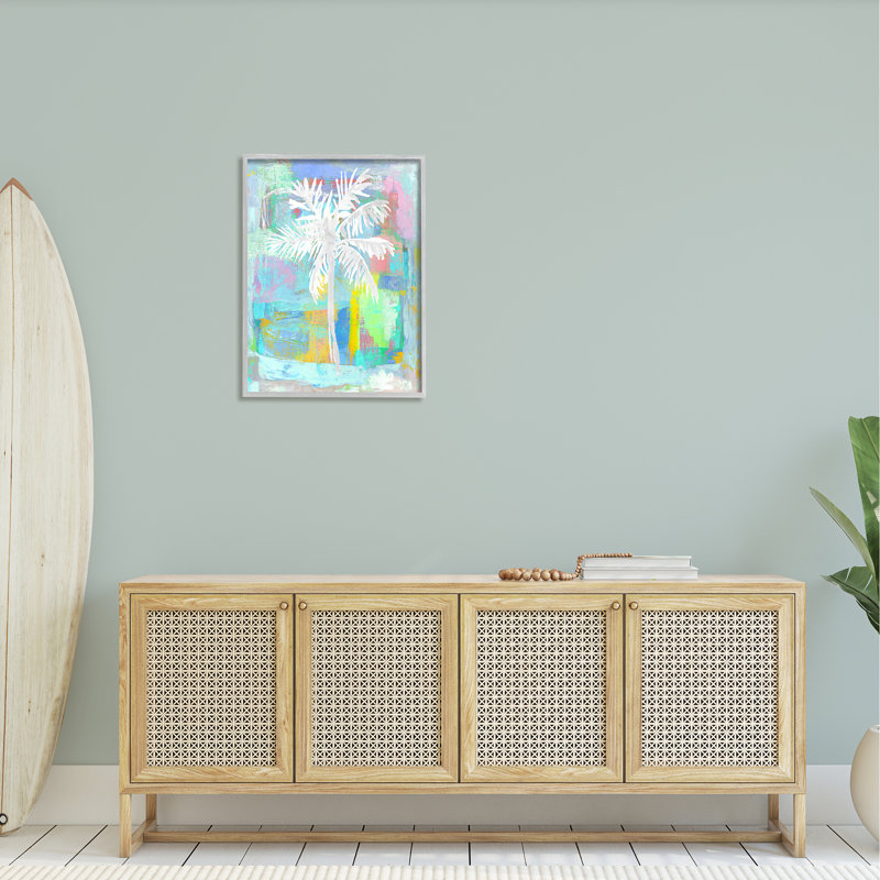 Palmier blanc tropical avec des coups de pinceau vifs par Kristen Dew - peinture, L 24 po x H 30 po