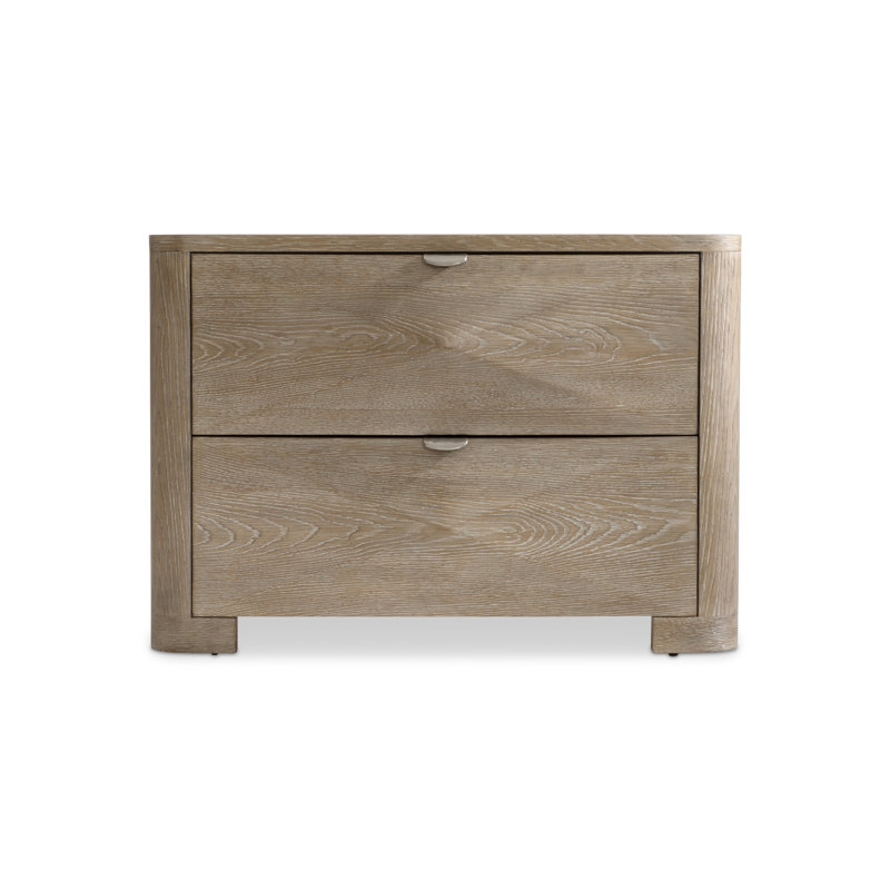 Aventura Transitional Brown 2-Drawer Nightstand with USB Ports